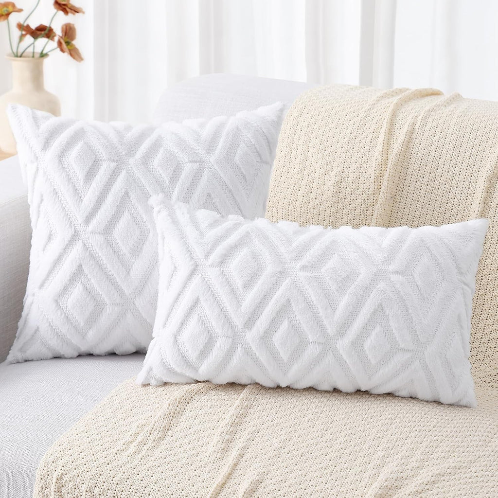 decorUhome Summer Couch Euro Sham Throw Pillow Covers 26x26 Set of 2, Decorative Soft Plush Faux Fur Wool Accent Pillow Covers for Modern F…