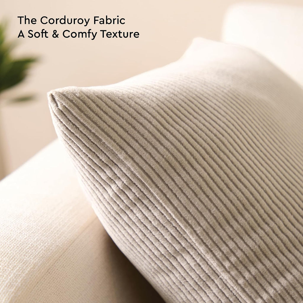 EncasaXO Encasa XO Corduroy Throw Pillows Covers 16"x16", Set of 2 Soft Textured Striped Boho Pillow Covers | Decorative and Cozy Cushion C…