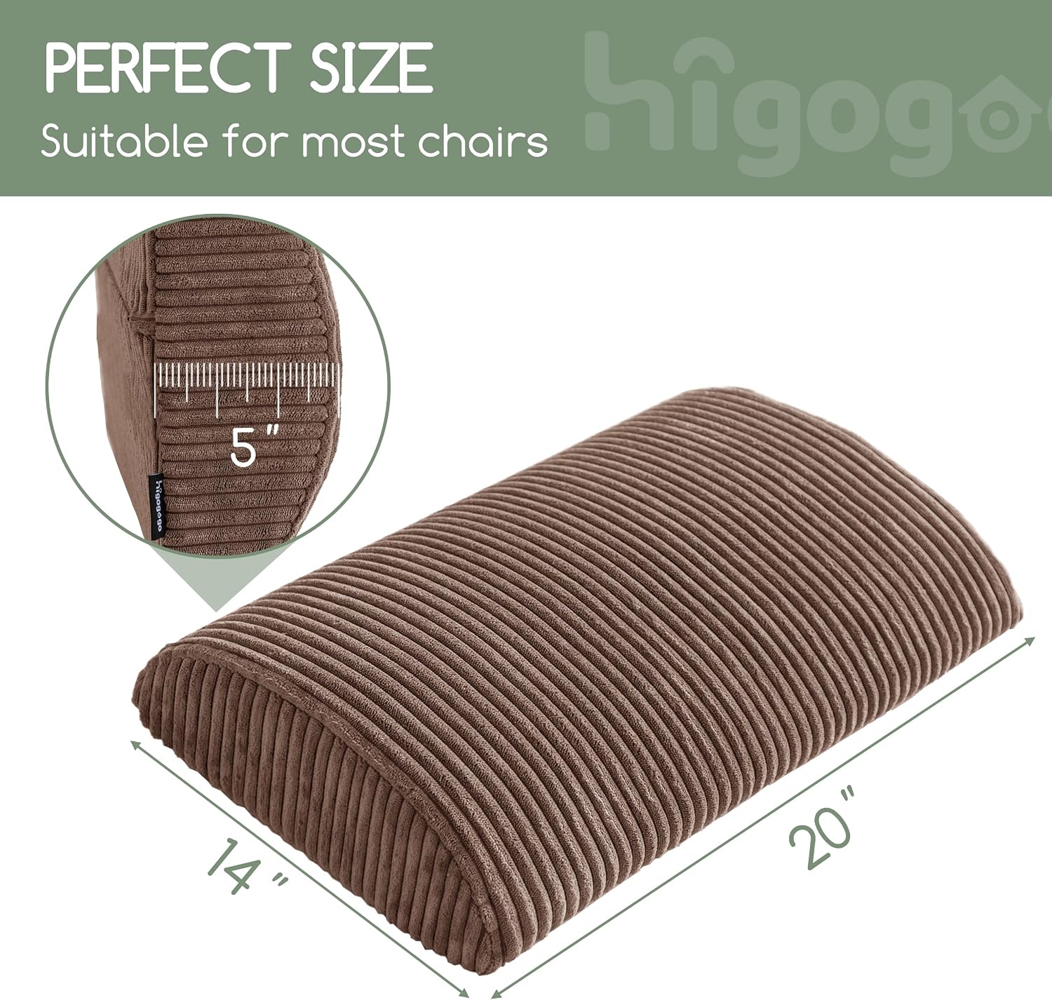 Higogogo Lumbar Support Pillow for Recliner Chair/Accent Chair/Couch, Large Memory Foam Back Support Cushion for Elderly, Recliner Cushions…