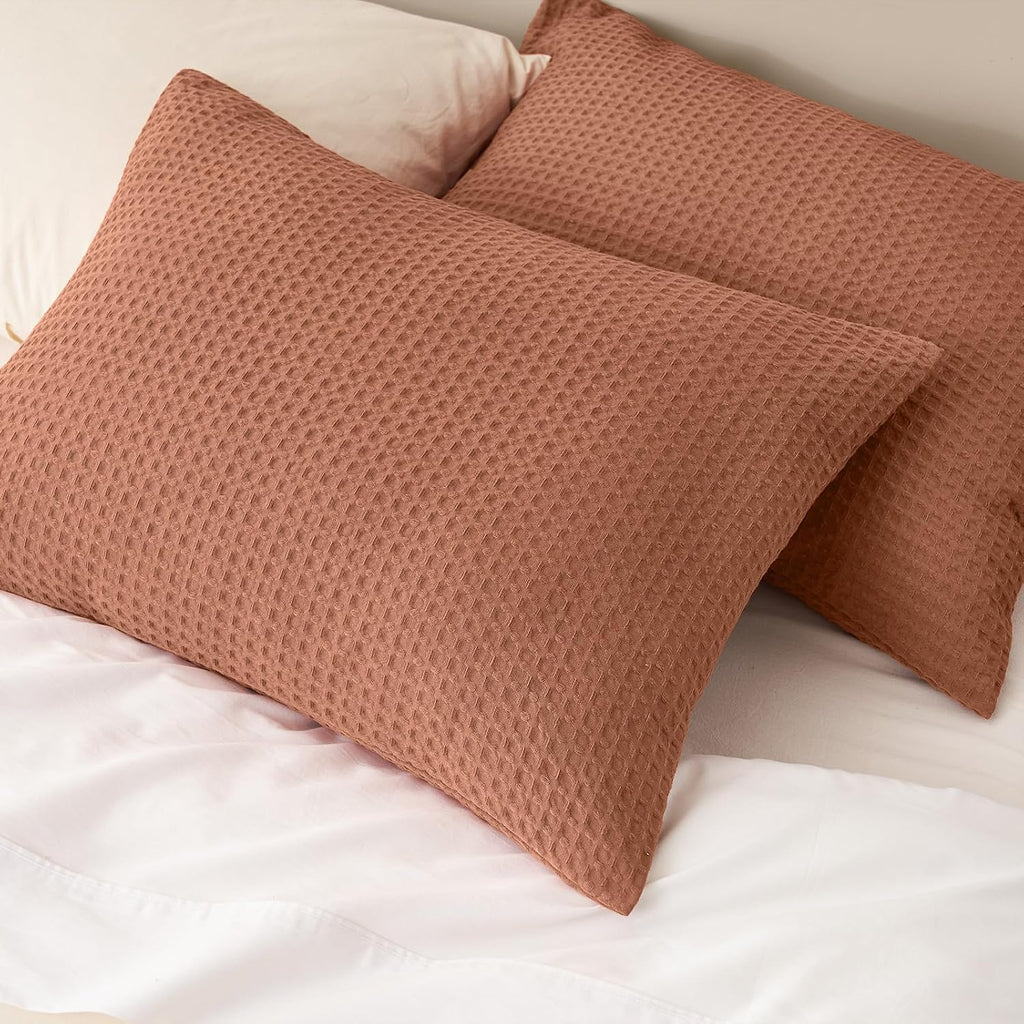 Phf Ultra Soft Waffle Weave Pillow Shams Standard Size, No Insert, 2 Pack 20" x 26" Pillowcases, Breathable & Skin-Friendly Pillow Cases, St…