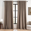 Topfinel 102 inch long blackout curtains 2 Panels 100% Black out Linen texture Curtain elegant Taupe Farmhouse Drapes with Back Tab Rod Poc…