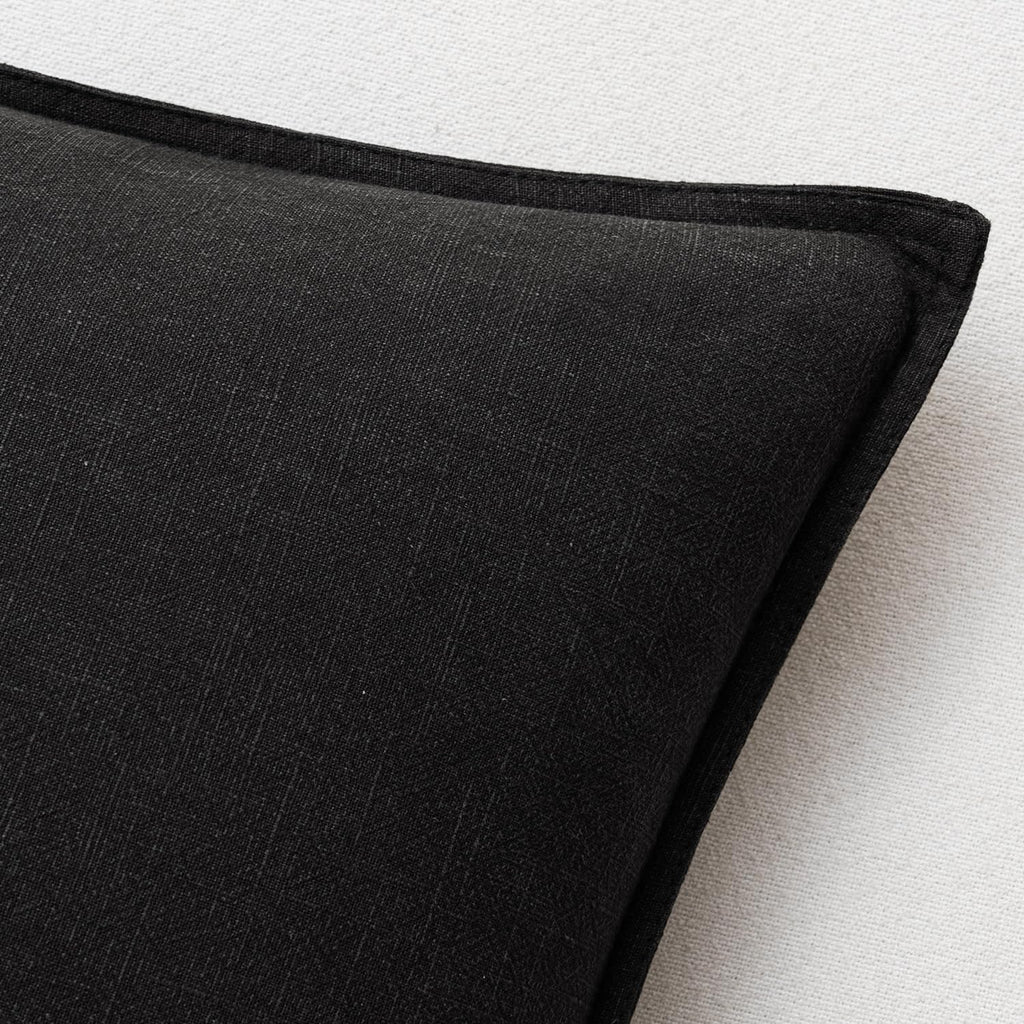 EMEMA Decorative Linen Throw Pillow Covers 22x22 Inch Black Boho Farmhouse Neutral Couch Throw Pillows for Bed Pack of 2 Accent…
