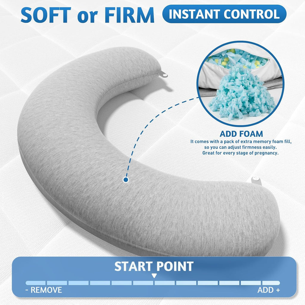 SweetSlubr Body Pillow, Pregnancy Pillows for Sleeping, C-Shaped Maternity Pillow for Pregnant Women with Adjustable Firmness, Full Body…