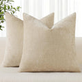 decorUhome Chenille Beige Throw Pillow Covers 26x26 Inch Set of 2, Decorative Soft Couch Pillow Covers Solid Dyed Accent Farmhouse Neutral…