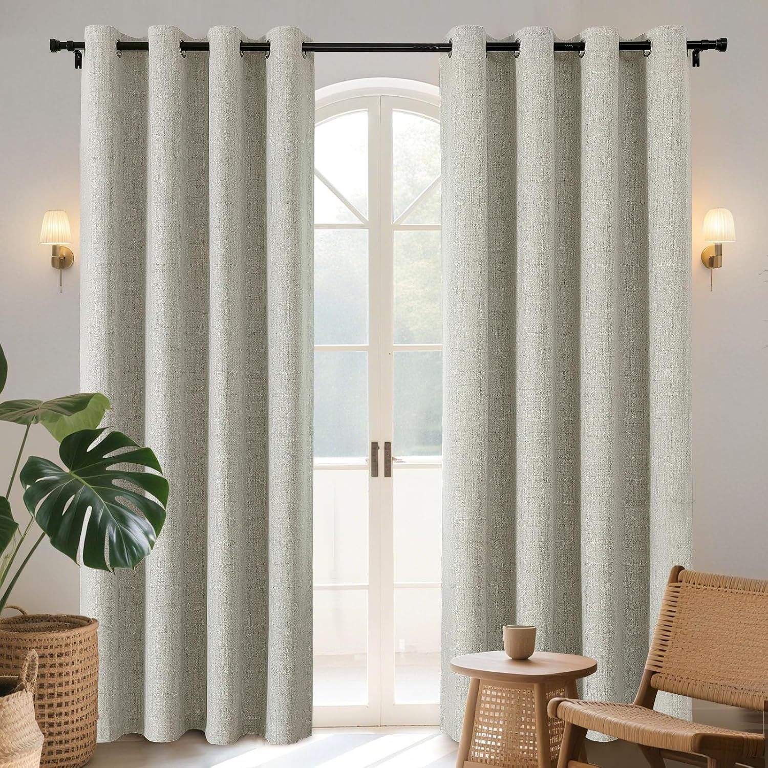 Joydeco Blackout Room Divider Curtains, Extra Wide Light Beige Sliding Door Drapes Living Room Curtains, 1 Panel 100W x 108L Inch Patio…