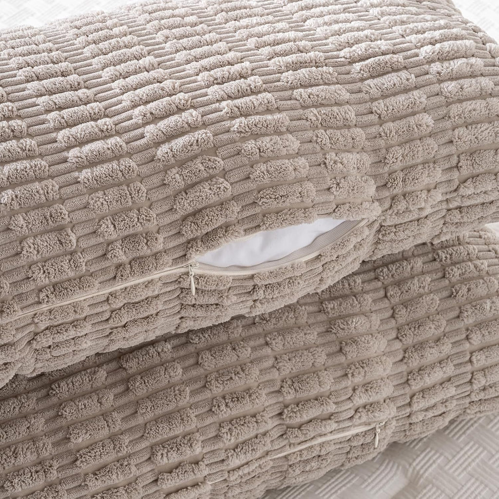 Fancy Homi Decorative Throw Pillow Covers for Bed Couch Bedroom Bench, Soft Corduroy Solid Pillow Case, Rustic Farmhouse Boho Room…
