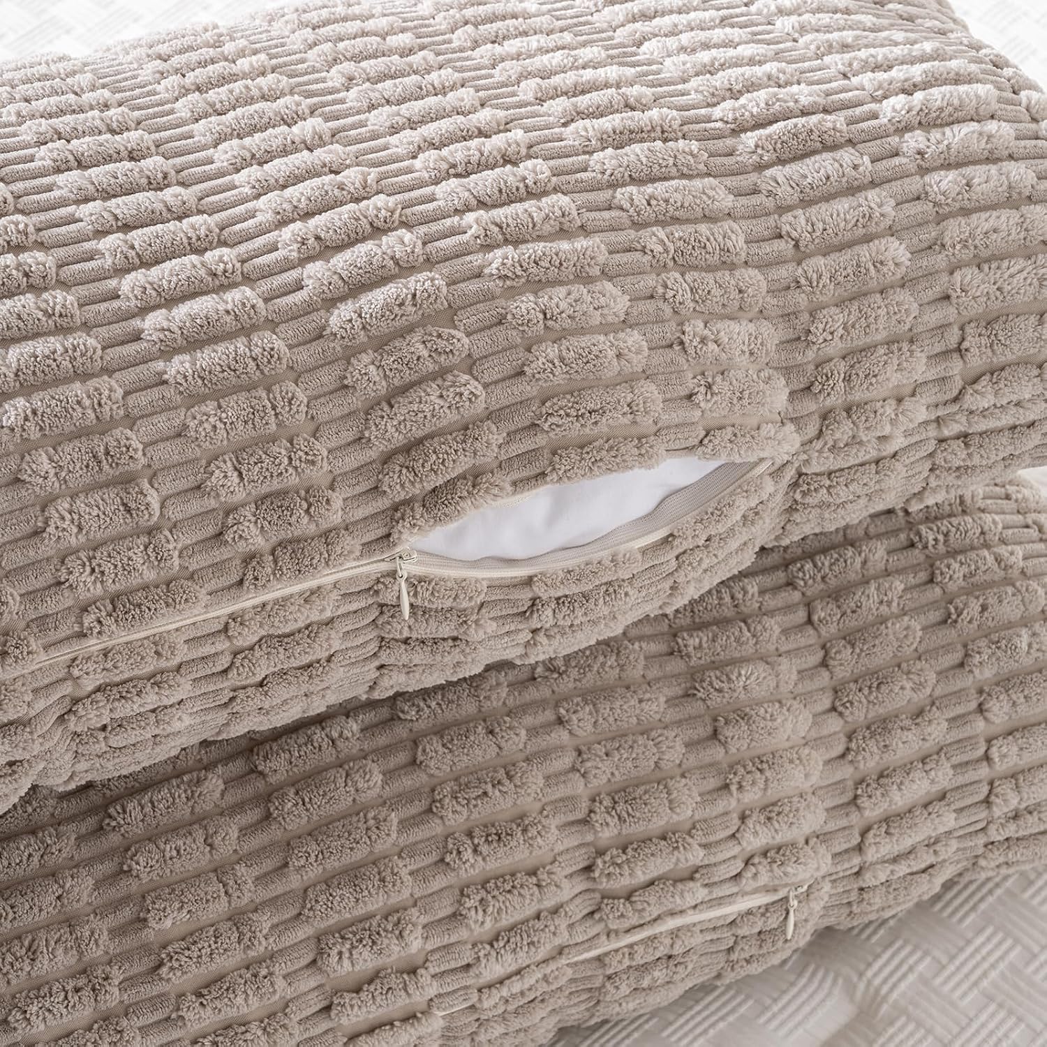 Fancy Homi Decorative Throw Pillow Covers for Bed Couch Bedroom Bench, Soft Corduroy Solid Pillow Case, Rustic Farmhouse Boho Room…