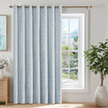 Beauoop Blue Floral Jacquard Blackout Curtains 84 Inches Long for Patio Sliding Door Extra Wide Chenille Flower Divider Room Darkening…