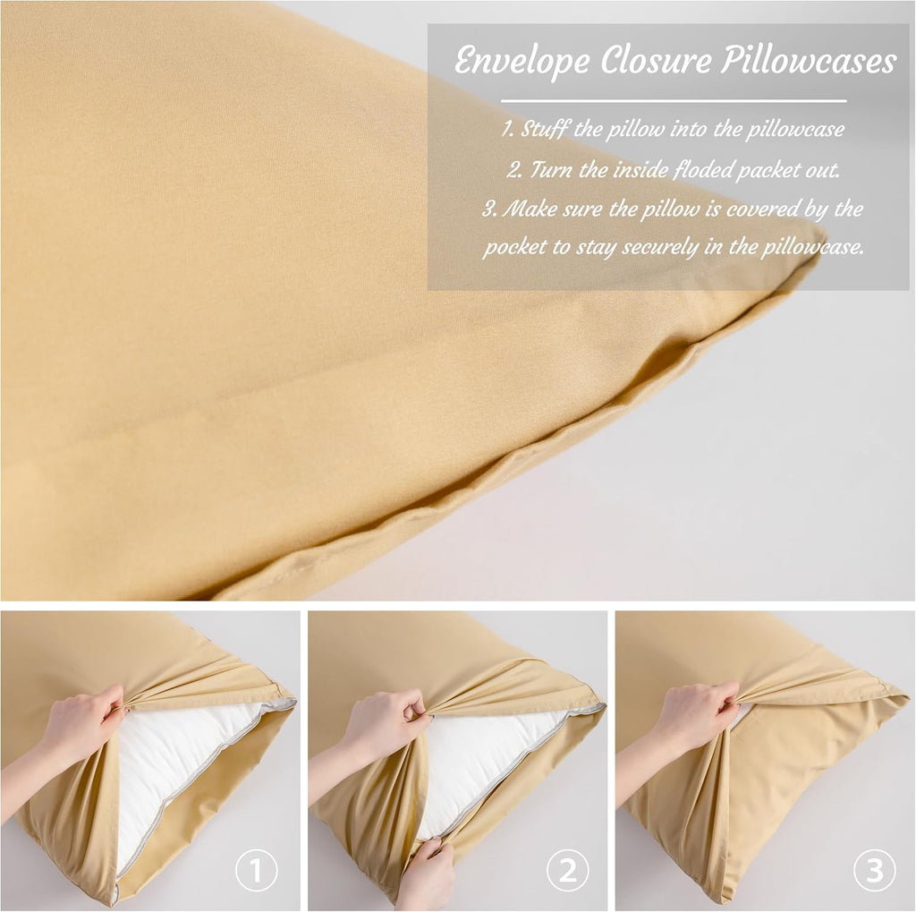 Ntbay 2 Pack Body Pillowcase, 20x54 inches, Light Taupe, Soft, Wrinkle, Fade Resistant, Envelope Closure, Microfiber, 2 Pillowcases, Set of…