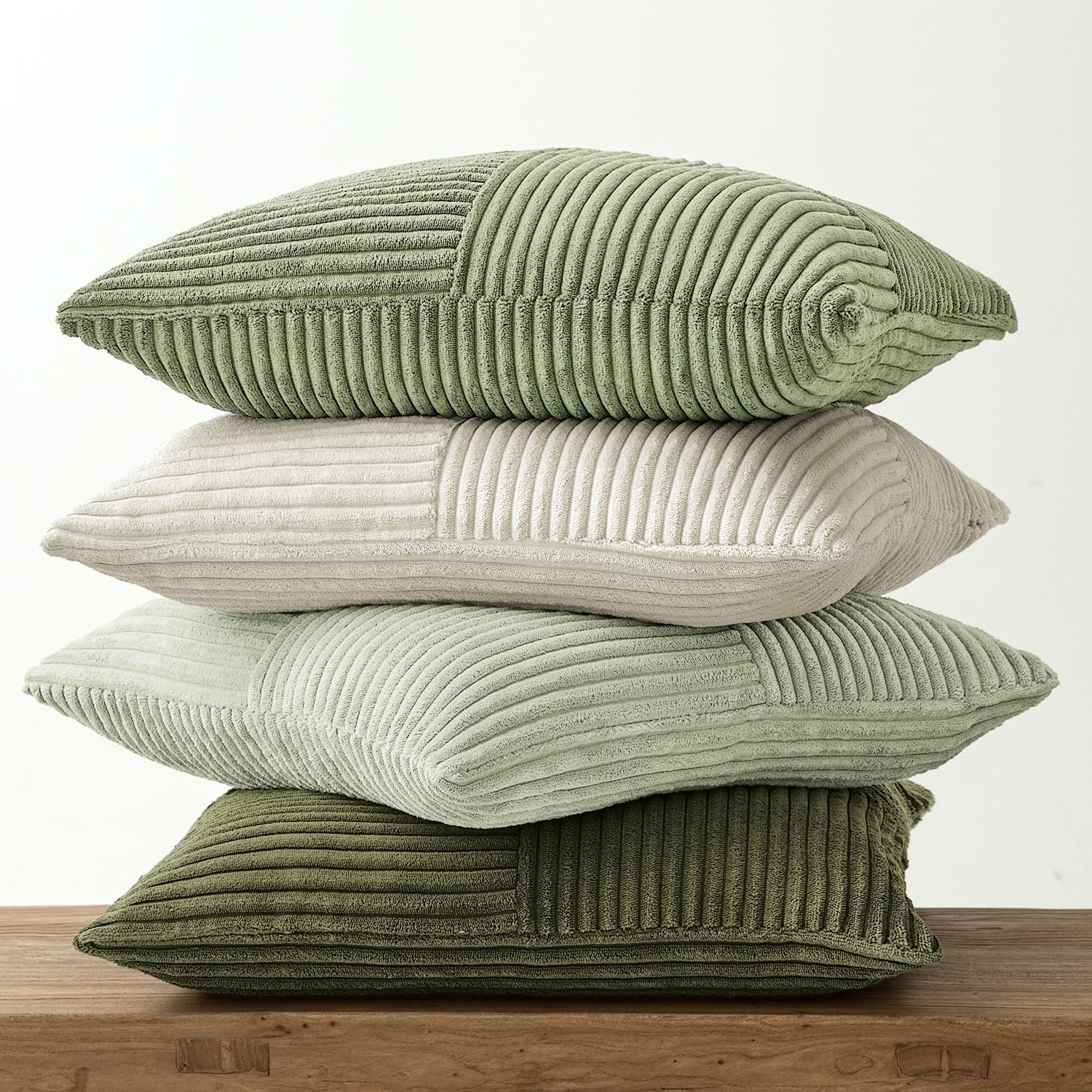 Miulee Summer Light Green Decorative Throw Pillow Covers 20x20 Inch Set of 4 Boho Farmhouse Cushion Covers Mordern Classic Pillow Cases Sof…