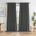 Keqiaosuocai Full Blackout Linen Curtains 102 Inch Long, Back Tab Pocket Pleated Textured Modern Vertical Drapes 2 Panels for Sliding Door…