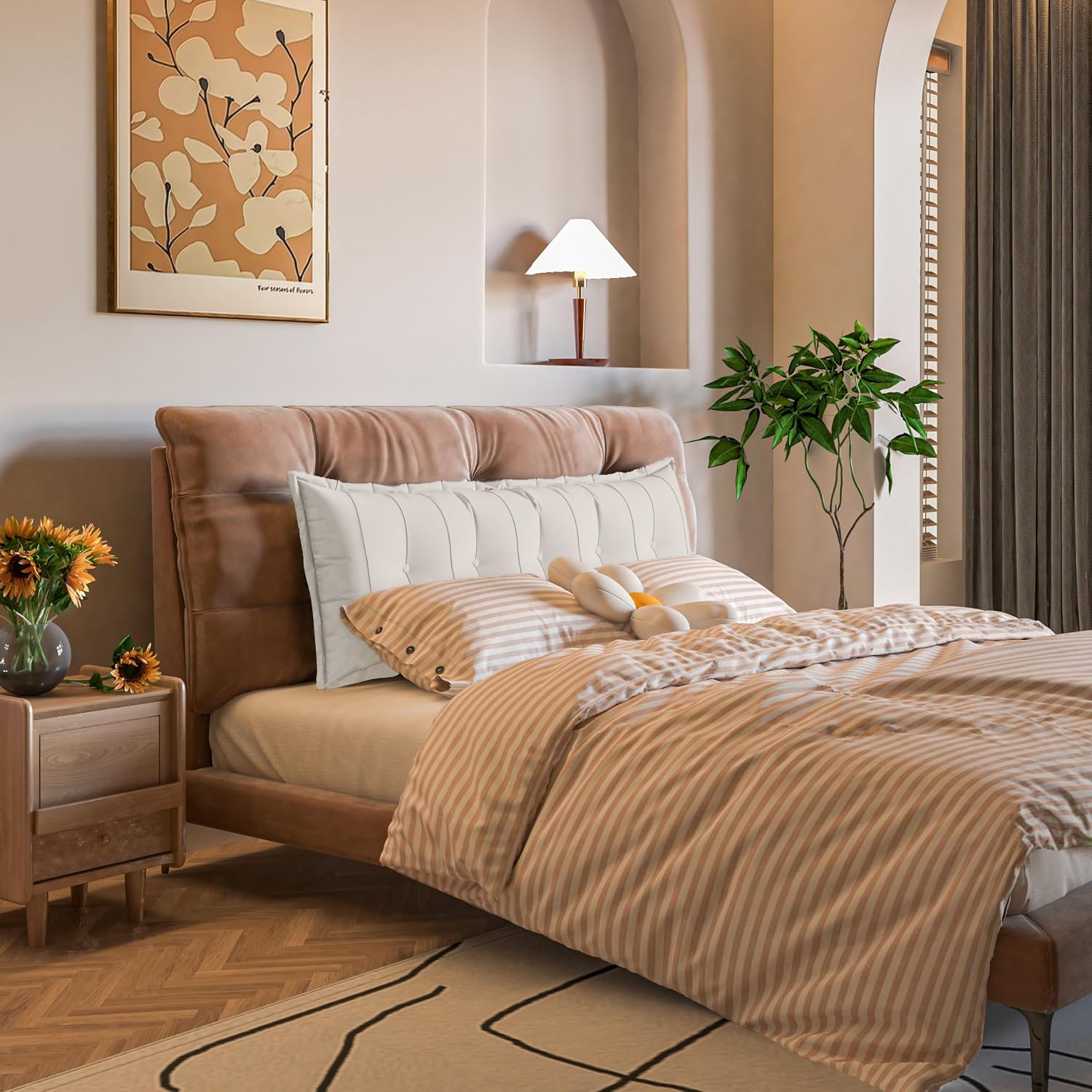JohnearHomeFashionDecorLife Johnear Large Headboard Pillow Cotton Linen Daybed Cushion Support Backrest Bolster Pillow Support Positioning…