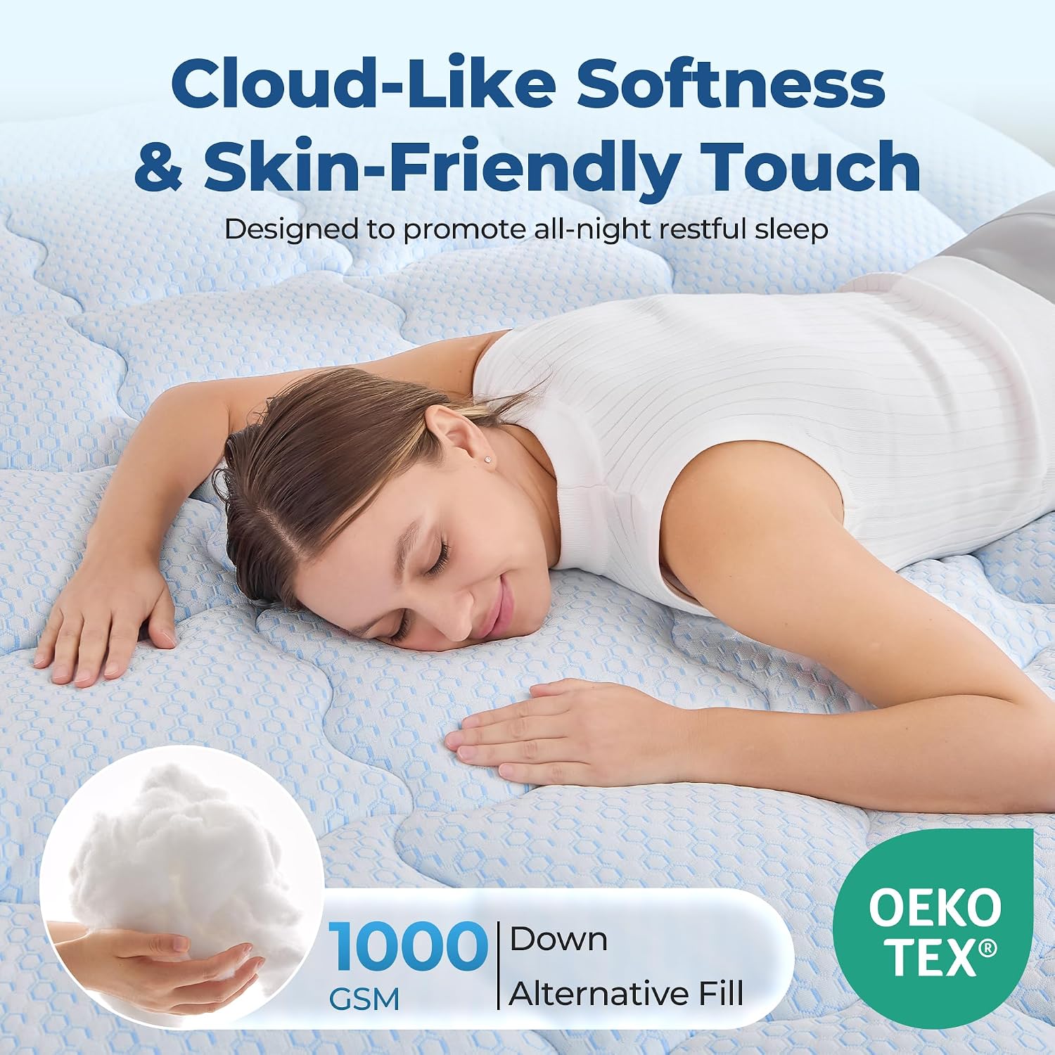 Bdeus 4 Inch Dual Layer Memory Foam Mattress Topper Queen Size, 2 Inch Gel Memory Foam, 2 Inch Cooling Pillow Top Mattress Pad Cover for Ba…