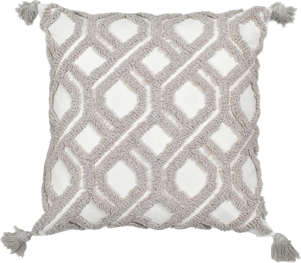Loopuinhom Boho Pillow Covers 18X18 Inch Boho Tufted Throw Pillow Covers Decorative Tassels Cushion Cover Farmhouse Pillow Case for Couch S…