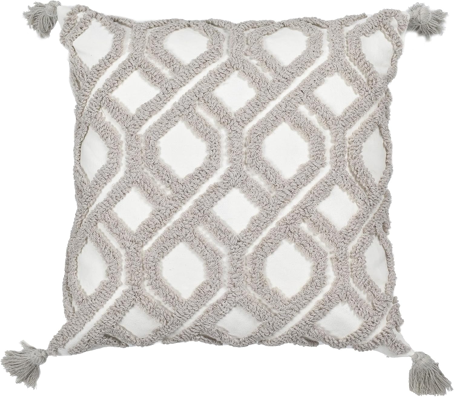 Loopuinhom Boho Pillow Covers 18X18 Inch Boho Tufted Throw Pillow Covers Decorative Tassels Cushion Cover Farmhouse Pillow Case for Couch S…