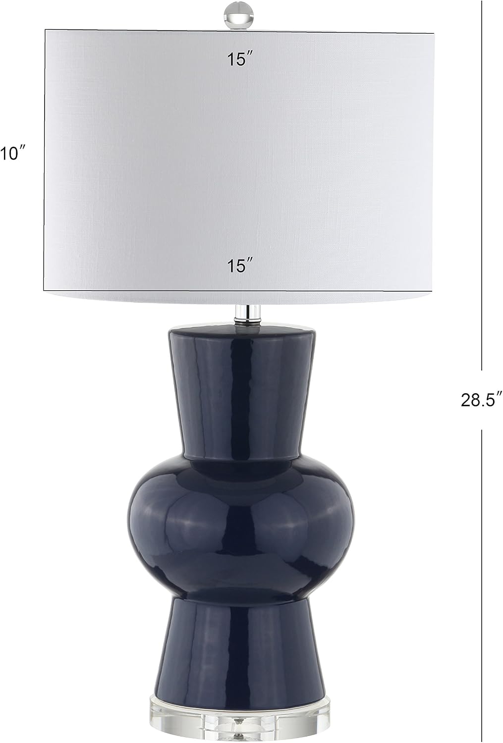 JONATHAN Y 28.5" Navy Ceramic Table Lamp for Living Room Bedroom Nightstand, Modern Hourglass LED Bedside Lamp with Crystal Base and…