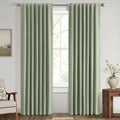 Miulee 100% Blackout Linen Curtains for Bedroom, Sage Green Solid Luxury Decor Thermal Insulation Room Darkening Drapes for Living Room Nur…