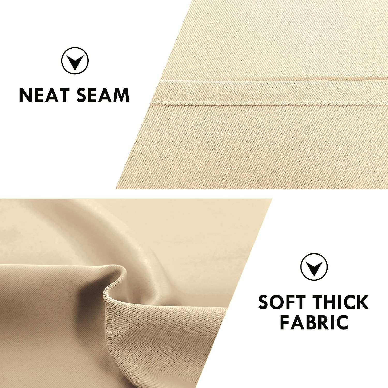 DWCN Blackout Curtains for Living Room Thermal Insulated, Energy Saving & Noise Reducing Bedroom Curtains, Beige, W 70x L 72 Inch, Set of…