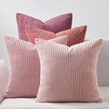 Topfinel Pink Throw Pillow Covers 12x12 Inch Set of 4, Soft Farmhouse Corduroy Decorative Cushion Cover, Square Cute Pillow Case for Gril's B…