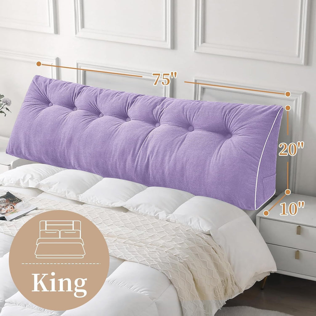 Sasttie Headboard Pillow King, Wedge Pillow Headboard for Sitting Up in Bed, Back-Rest Support Triangular Cushion for Reading - Features Re…