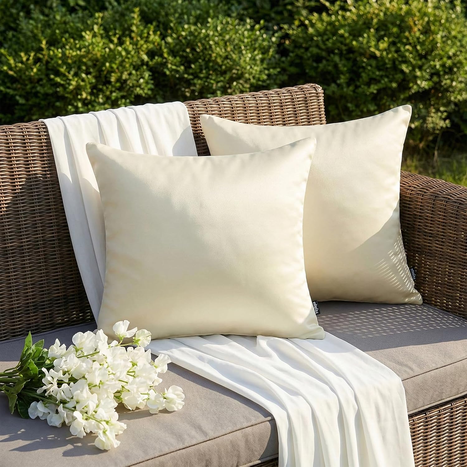 Faylapa 4 Pack Silky Satin Throw Pillow Cases Heavy Silk Satin Decorative Pillow Covers Solid Dyed Soft Pillow Cover Home Decor, 18" x…