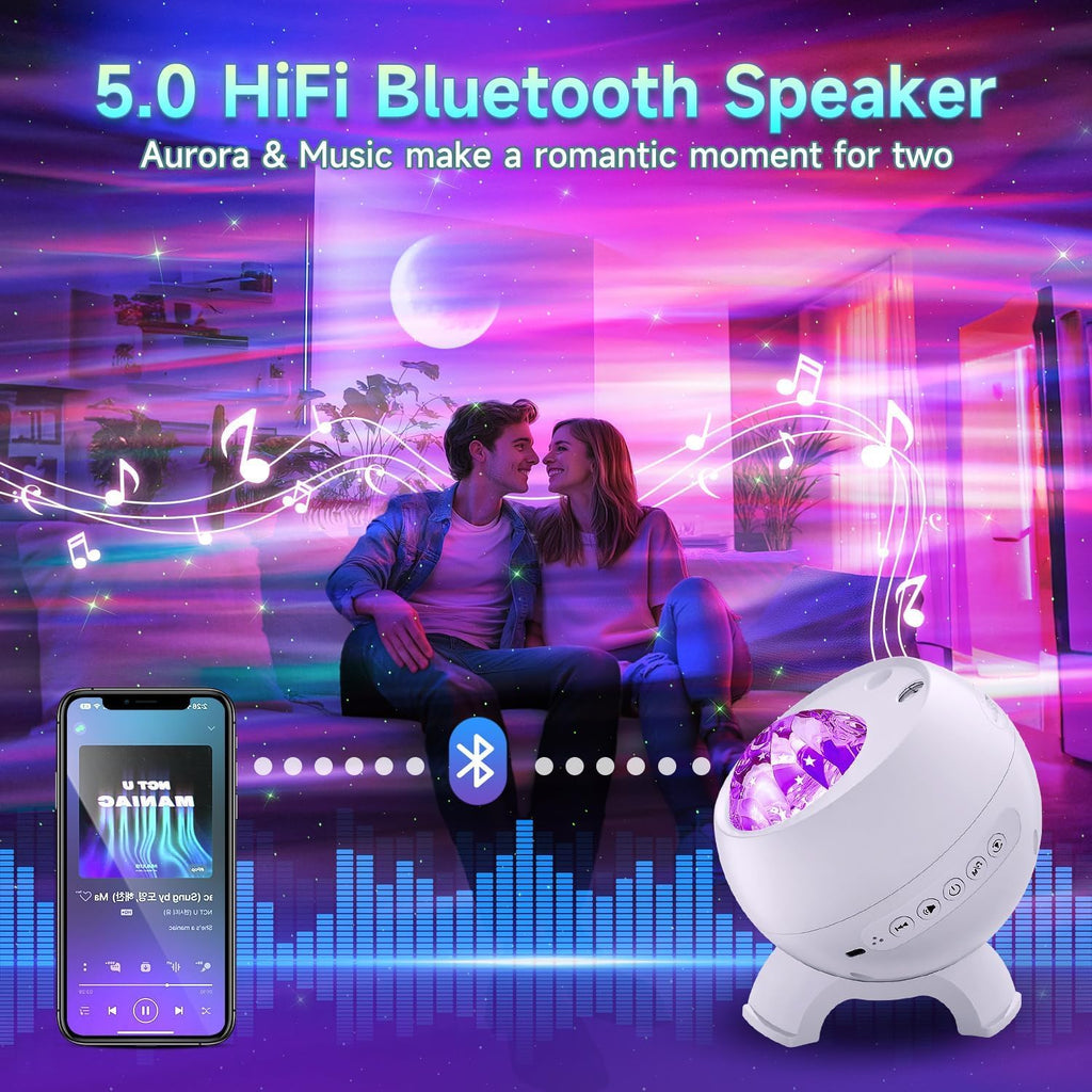 Northern Lights Projector,300+Lighting Modes Galaxy Projector for Bedroom,15 White Noise&Bluetooth Galaxy Projector for…