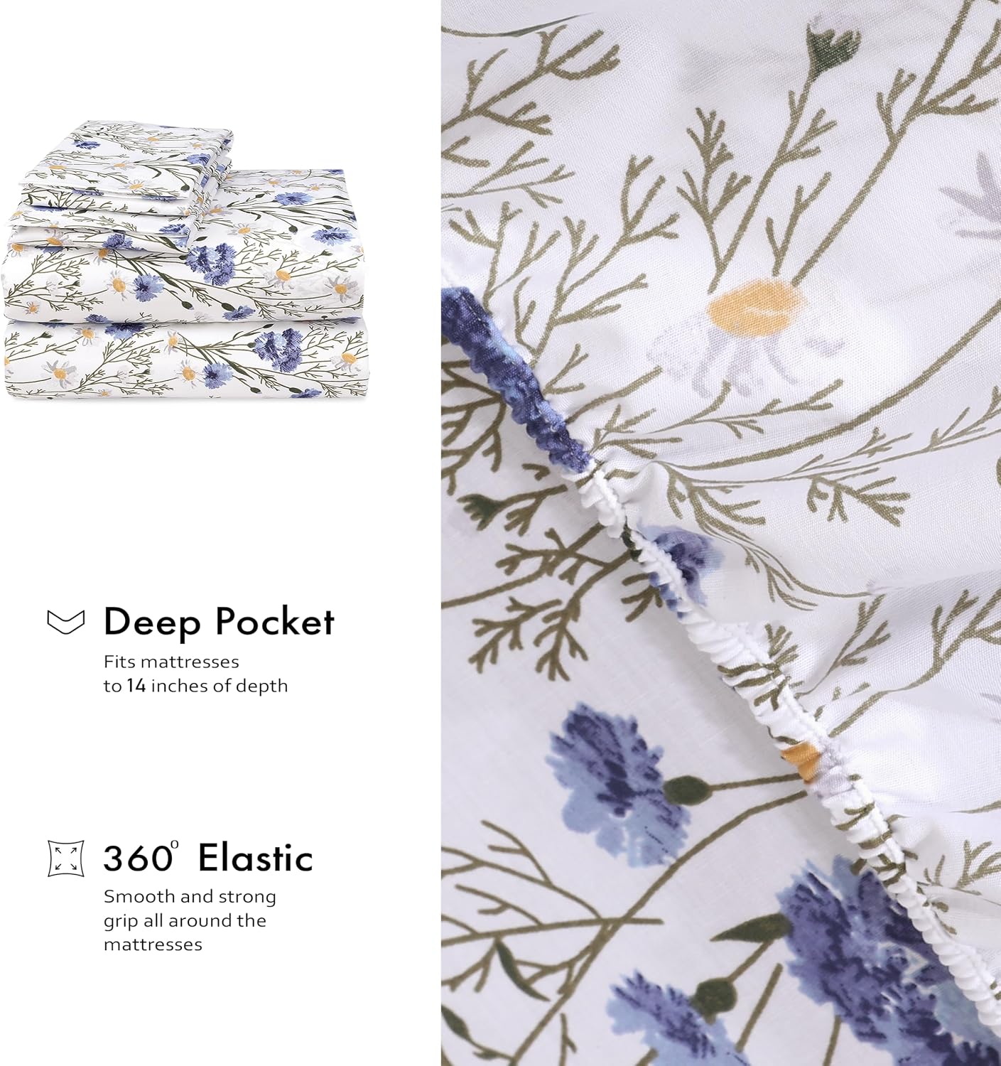 Ruvanti 100% Cotton Percale Sheets California King Size – Crisp Cooling Bed Sheets for Hot Sleepers, Deep Pocket 14”, Soft Breathable & Dur…
