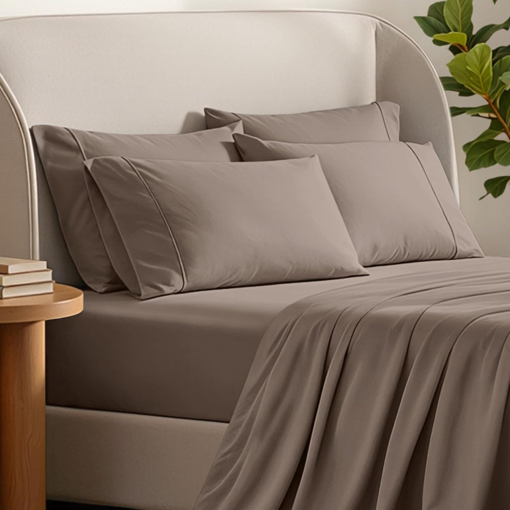 BareHome Bare Home Microfiber Bulk Pillow Cases - King Set of 4 - Cooling Pillowcases - Double Brushed - Taupe Pillowcases 4 Pack - Easy Ca…