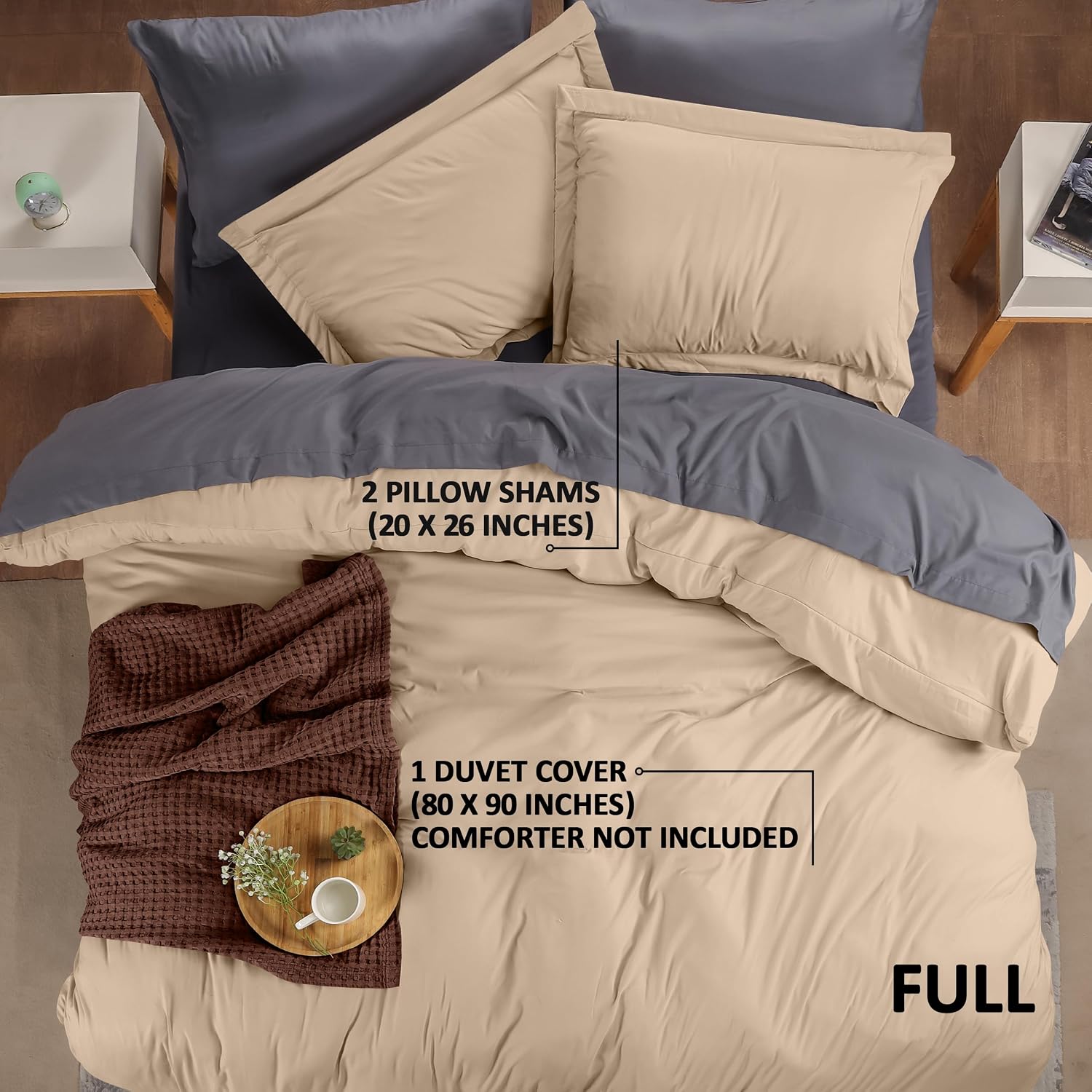 Utopia Bedding Duvet Cover Full Size - 3 Piece with Zipper Closure - 1 Comforter Cover 80X90 Inches & 2 Pillow Shams 20X26 Inches (Beige)…