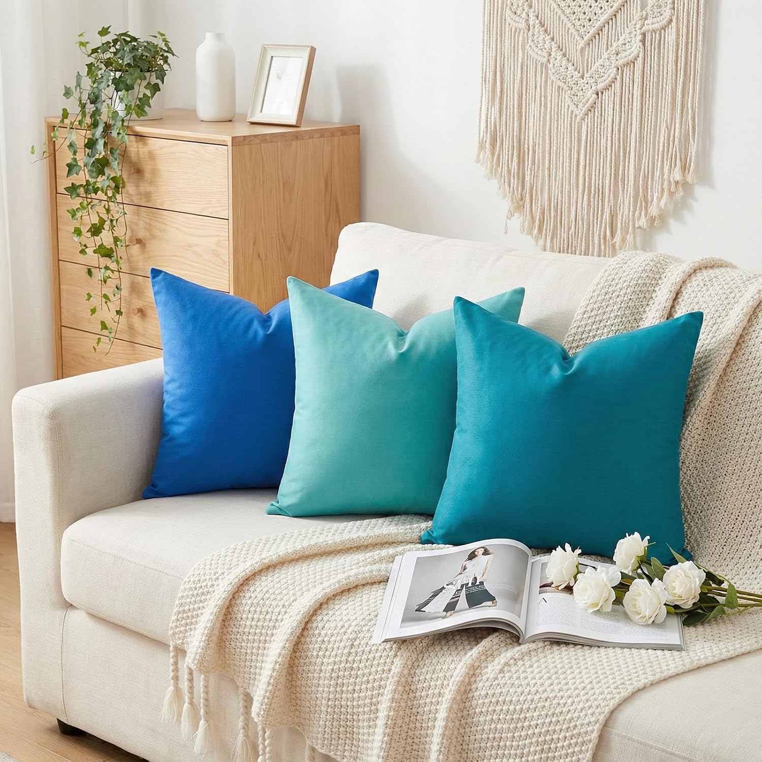 Thmyo 4-Pack 100% Cotton Comfortable Solid Decorative Throw Pillow Case, Square Cushion Cover Pillowcase Sublimation Blank Pillow Covers DI…