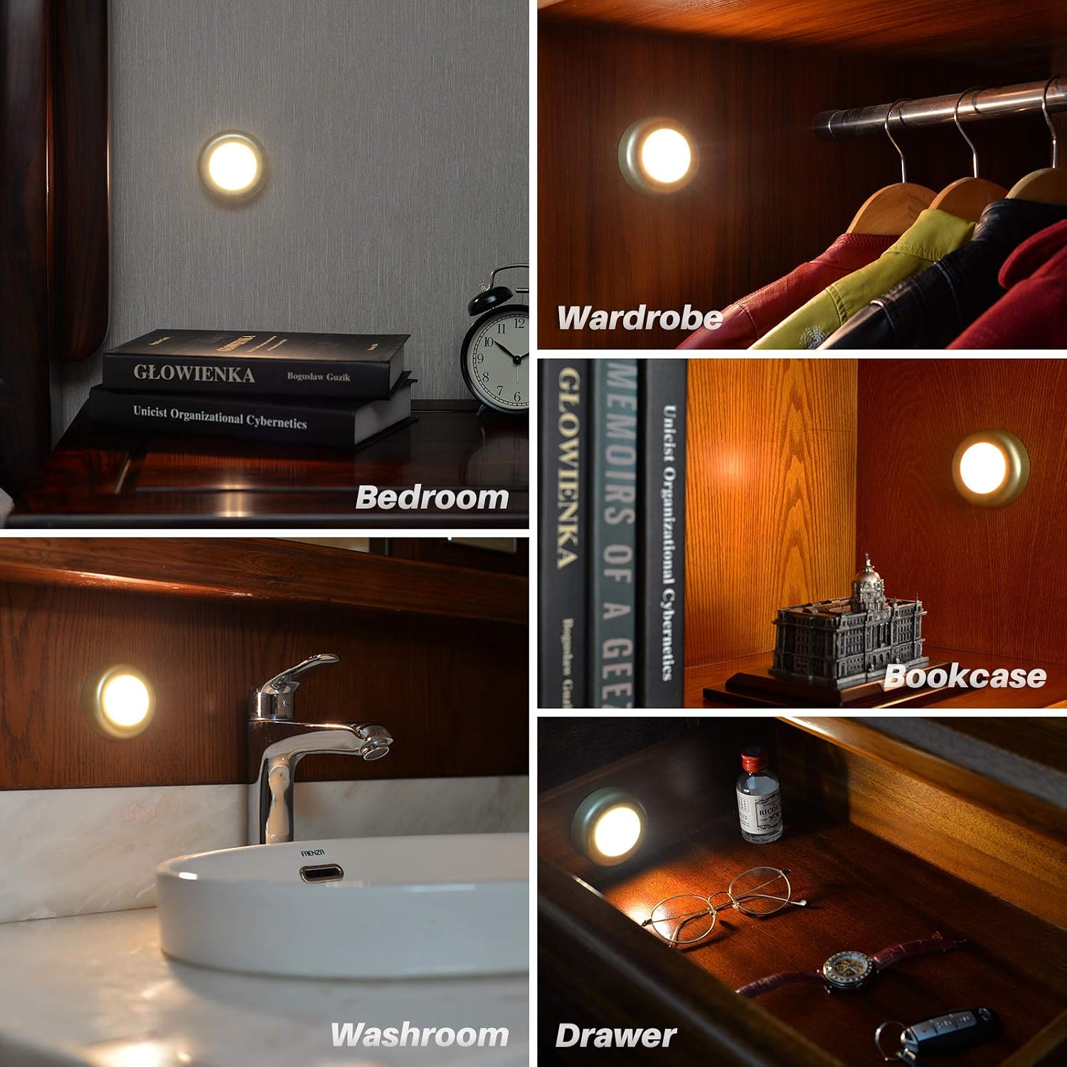 STAR-SPANGLED 3 Pack 2.8” Motion Sensor Lights Indoor AAA Battery Operated, Stick on LED Puck Light for Stairs, Under Cabinet, Closet…