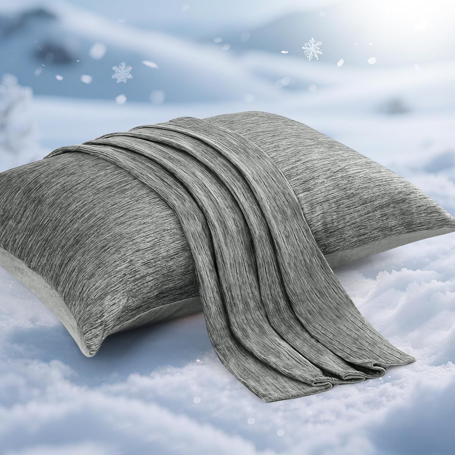 Elegear Cooling Pillow Cases for Hot Sleepers, Japanese Q-Max 0.5 Cooling Pillowcases, Both Sides(Cooling/Cotton), Breathable Soft Pillowca…