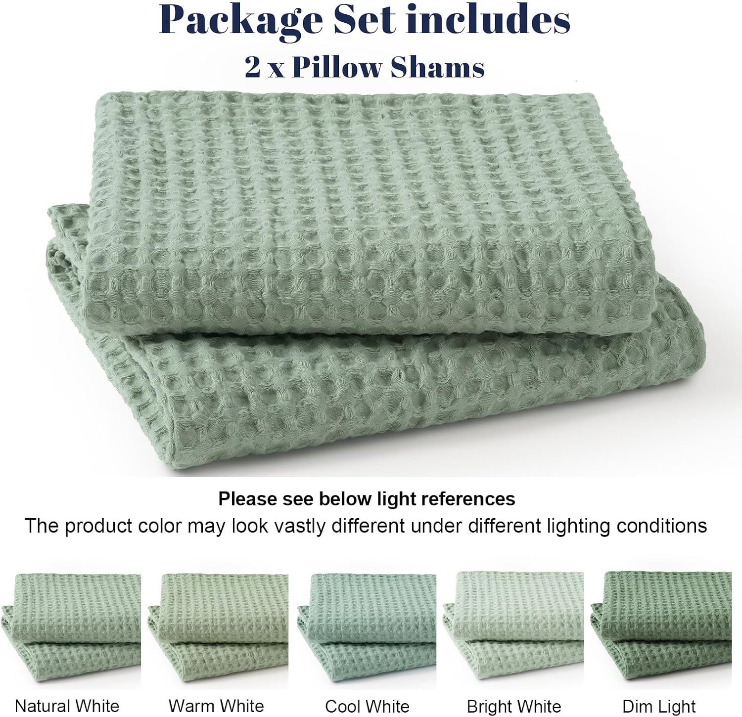 Phf Ultra Soft Waffle Weave Euro Shams Pillow Covers, No Filling, 2 Pack 26" x 26" Bed Cushion Covers, Breathable & Skin-Friendly Bed Pillo…