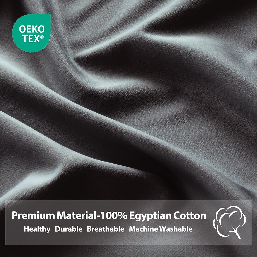 ZaizaiHome King Size Pillow Protector Set of 2, 100% Egyptian Cotton Pillow Cases with Zipper 400 Thread Count Sateen Weave Cotton Dark Gre…