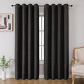 Cucraf 100% Blackout Curtains 63 inches Length 2 Panels Set, Room Darkening Linen Textured Curtain Grommet for Bedroom Living Room, Light B…