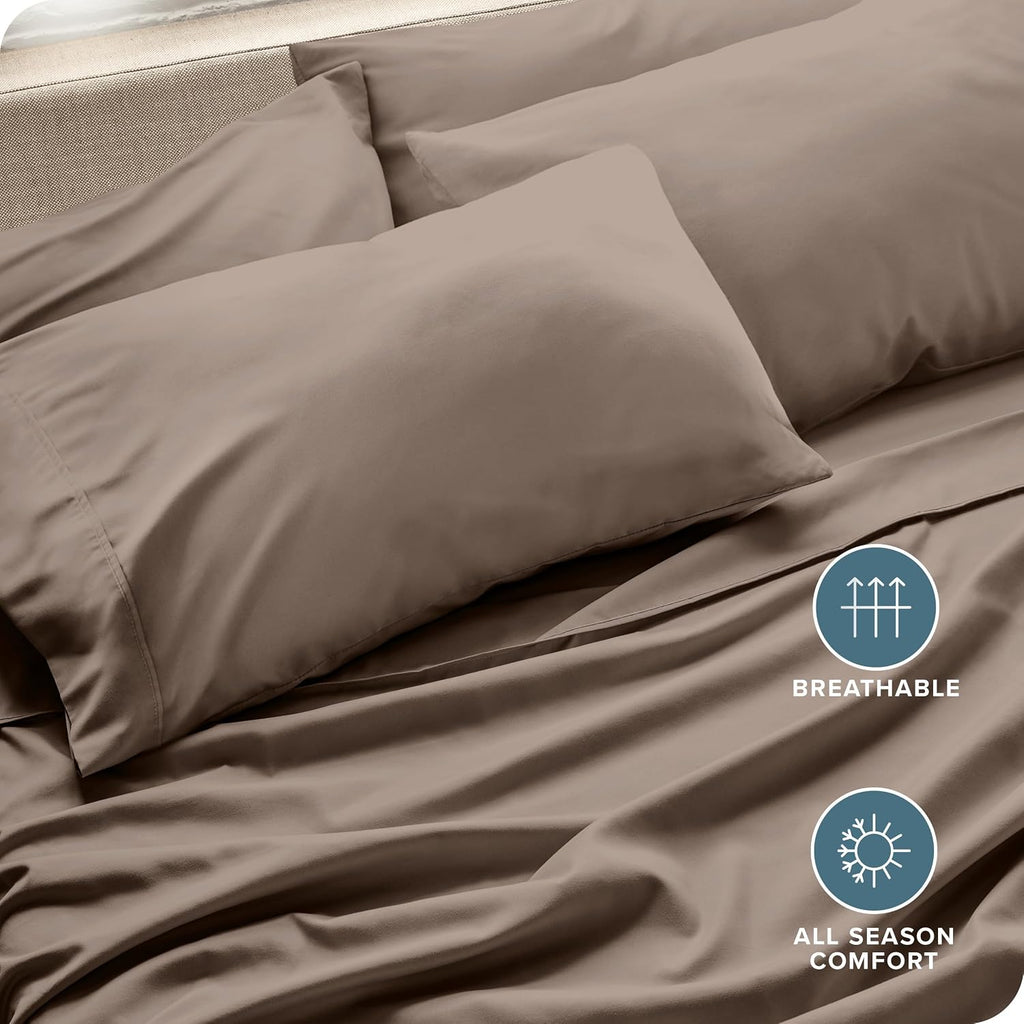 BareHome Bare Home Microfiber Bulk Pillow Cases - Standard/Queen Size Set of 4 - Cooling Pillowcases - Double Brushed - Taupe Pillowcases 4…