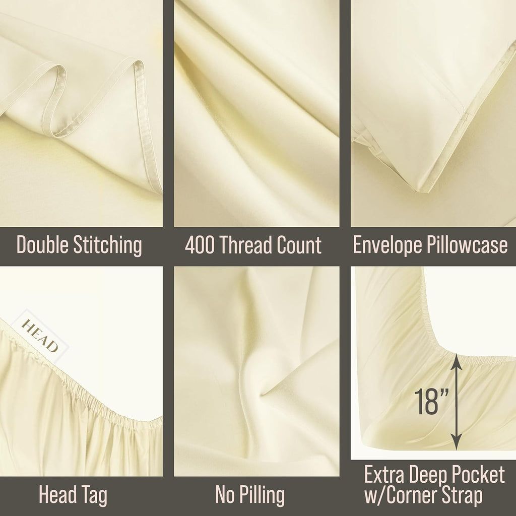 Bella Coterie Luxury Bamboo Viscose King Size Sheet Set | 100% Organically Grown | Ultra Soft | Cooling for Hot Sleepers | 18" Deep…