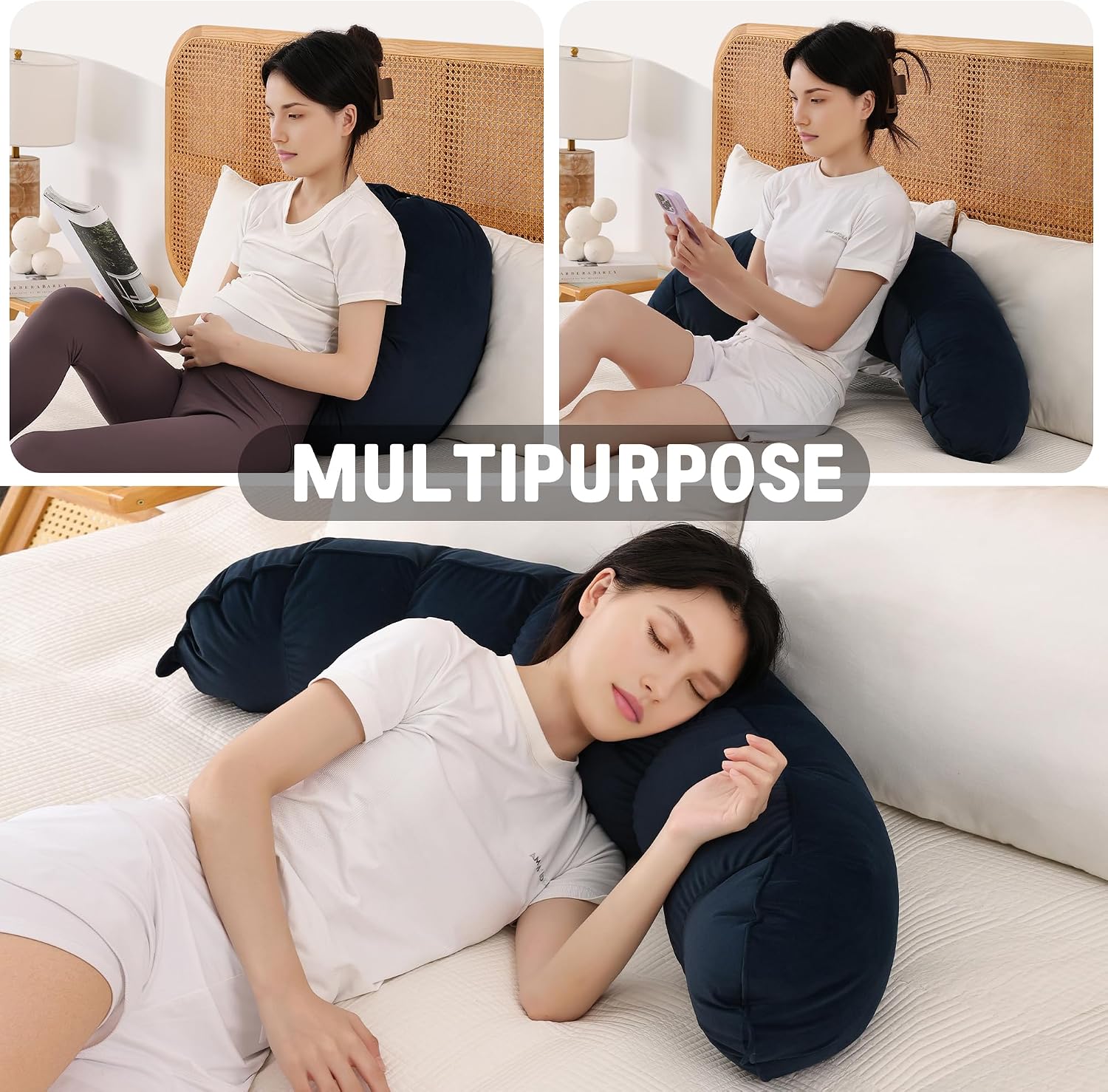 Peallow(Pat. Pend) – Long Round Body Pillow for Adults, Bolster Pillow for Sleeping, Soft and Supportive Pillow for Sleeping & Lumbar…