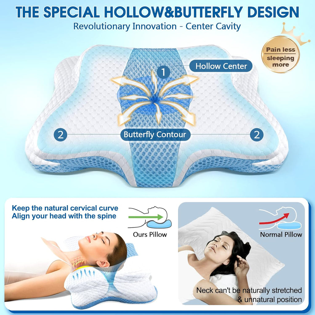 CHxxy Memory Foam Pillows, Cervical Pillow for Neck and Shoulder, Ergonomic Contour Bed Pillow, Soft for Side Sleep Stomach Sleeping and B…