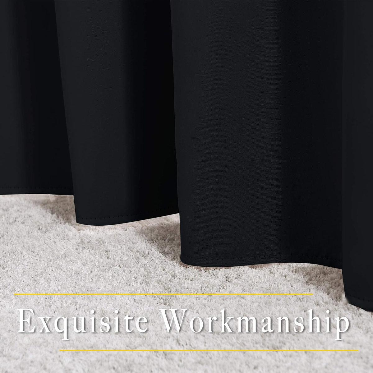 Nicetown Black Out Curtain Panels - (52 inches by 120 Inch, Black, Set of 2) Home Decoration Thermal Insulated Solid Grommet Blackout Curta…