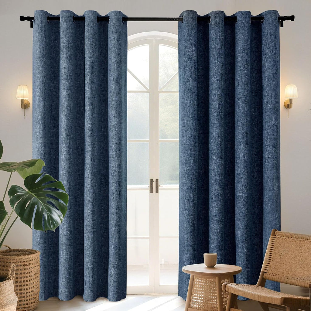 Joydeco Blackout Curtains 84 Inches Long 2 Panels Burg, Room Darkening Curtains for Bedroom, 100% Black Out Textured Thermal Drapes Privacy…