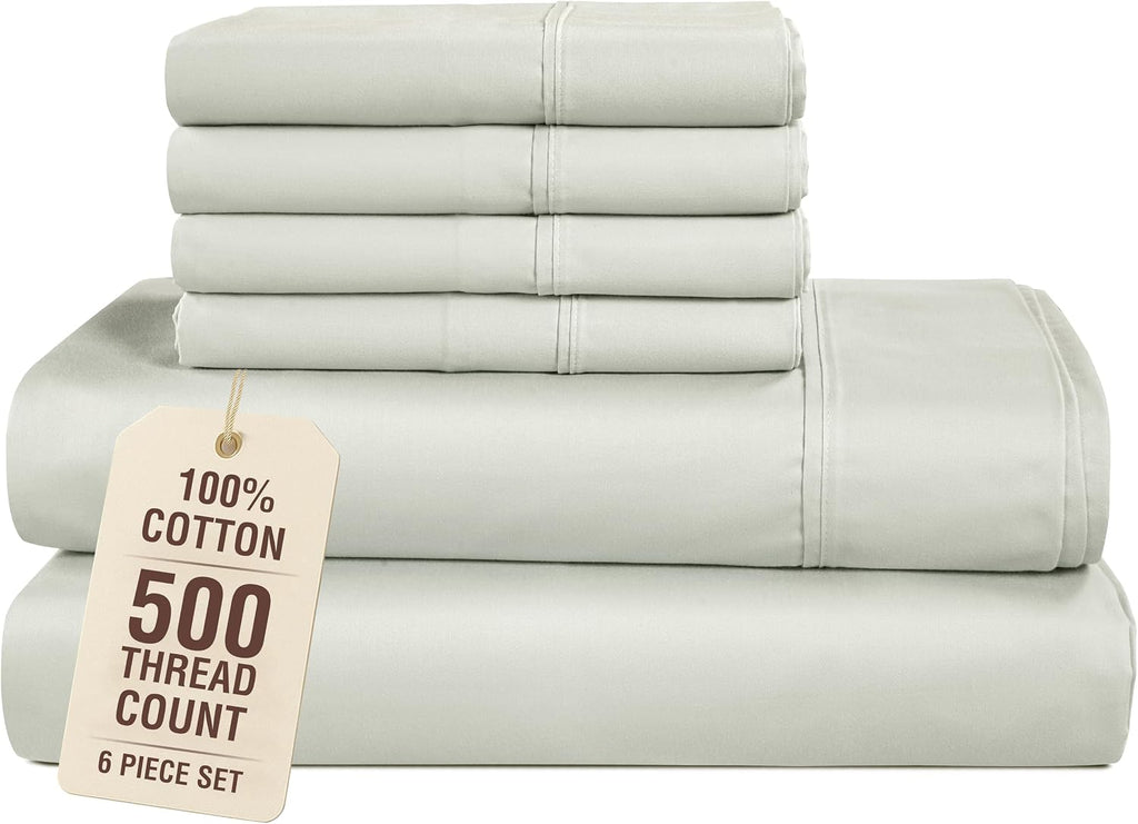 Casa Platino Bed Sheets Cal King Size, 500 Thread Count Silky Buttery Soft Sateen Finish, Soft and Smooth Sheets Cotton Cal King Sheet…