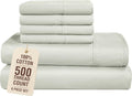 Casa Platino 6 Piece Full Bed Sheets Set, 100% Cotton with 500 Thread Count Silky Sateen Finish, Soft and Smooth Sheets Full Size Bed…