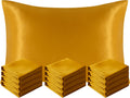 Ntbay 12 Pack Satin King Pillowcases for Hair and Skin, Luxurious and Silky Pillow Cases with Envelope Closure, 20 x 36 Inches, Golden Brow…