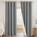 NICETOWN 100% Absolutely Blackout Linen Curtains with Thermal Insulated White Liner, Dove Grey, W52, 2 Pieces, Noise Reducing Textured…