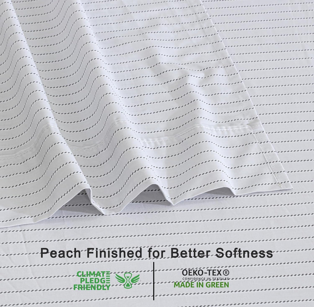 Ruvanti 100% Cotton Organic Percale Sheets Twin XL Size – Crisp Cooling Bed Sheets for Hot Sleepers, Deep Pocket 15”, Soft Peach Finish, Br…