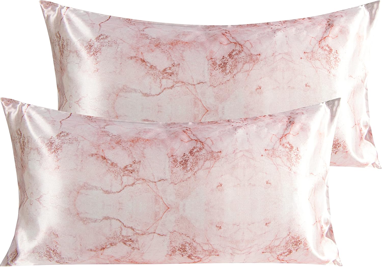 Ntbay 2 Pack Satin King Pillowcases for Hair and Skin, Luxurious and Silky Marbling Printed Pillow Cases with Envelope Closure, 20x36 Inche…