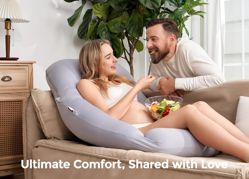 Momcozy Pregnancy Pillow with Cooling Cover, Dreamlign U Pro Maternity Pillow with Adjustable Leg Pillow - Support for Back, HIPS, Belly, L…