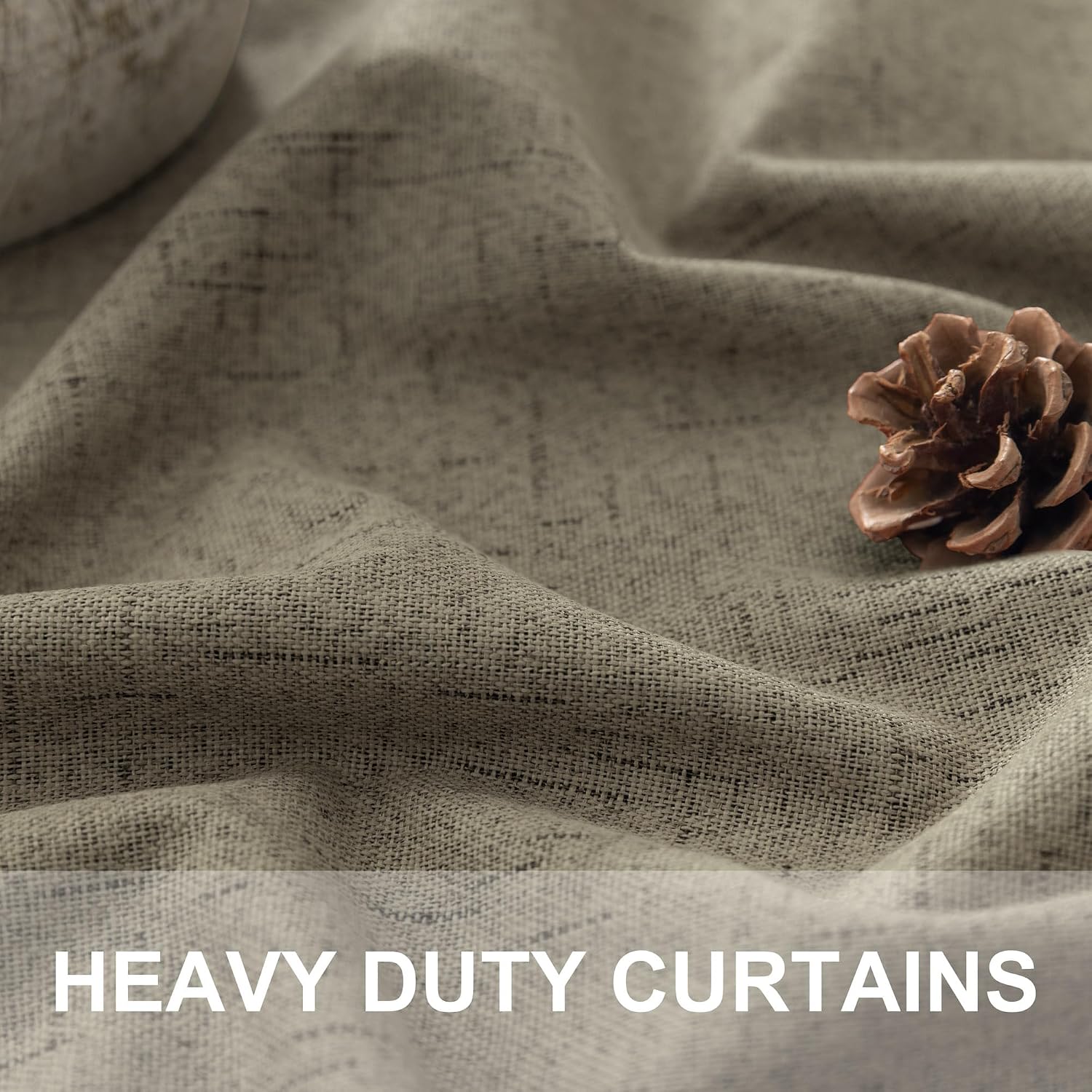 Pitalk Taupe Blackout Curtains 90 Inches Long Thick Linen Patio Curtain for Sliding Glass Doors Neutral Cottagecore Home Decor Living Room…