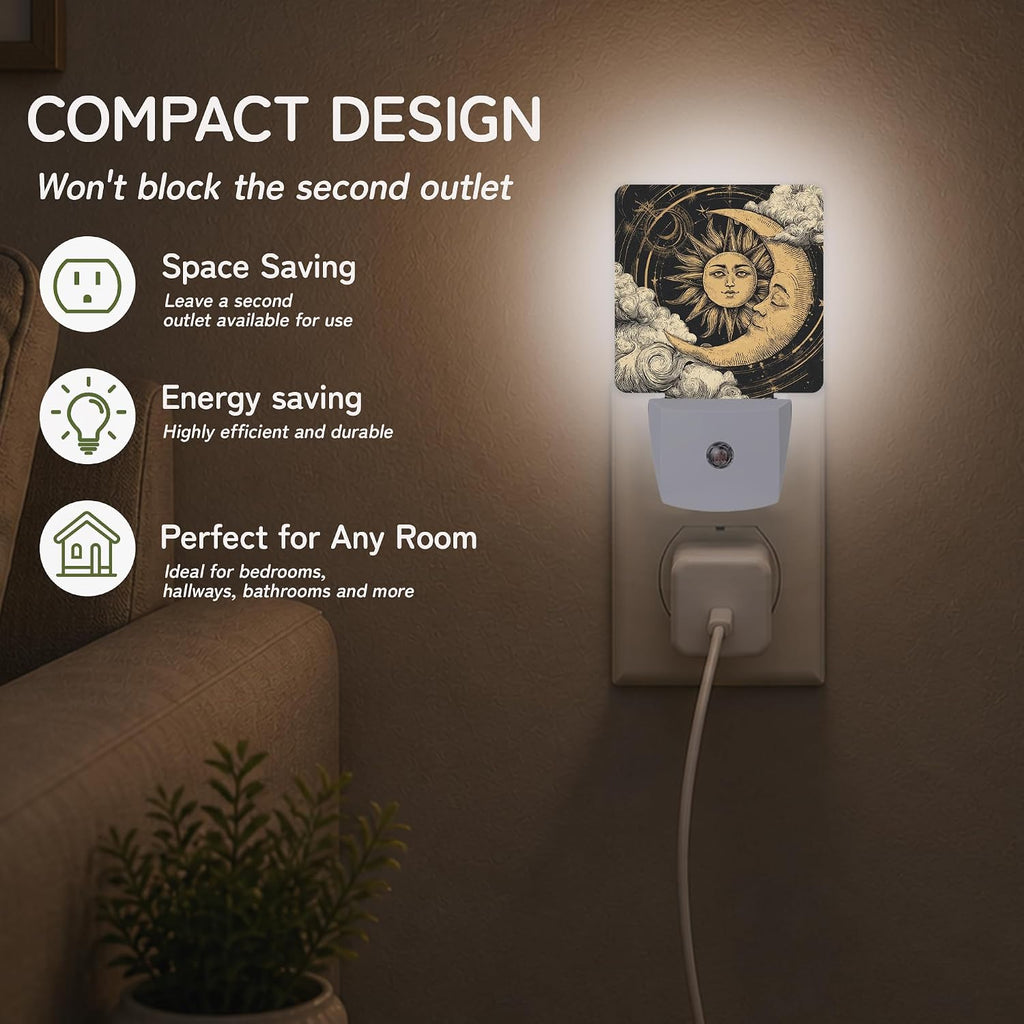 Celestial Sun Moon Night Light, Night Lights Plug into Wall with Dusk to Dawn Sensor for Bedroom Bathroom Hallway Kitchen, Decorative…